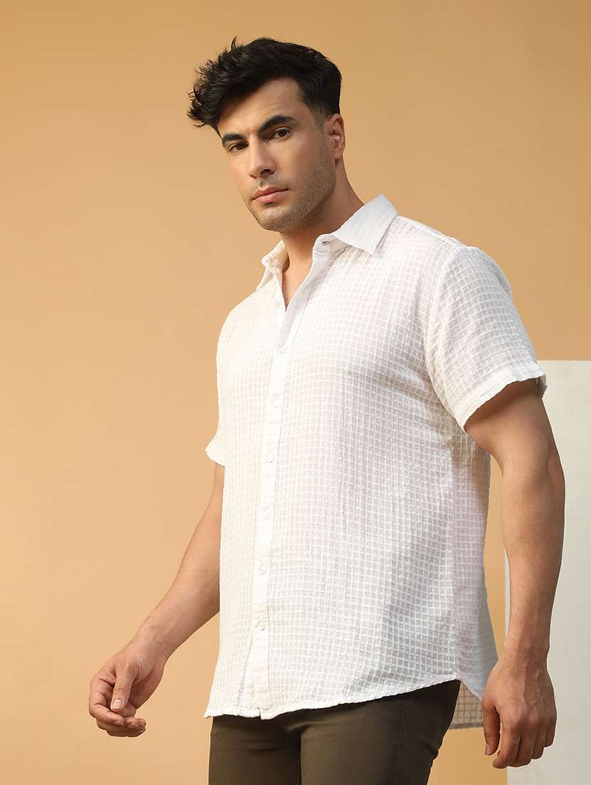 men self design short sleeve regular fit casual shirt - 22074223 -  Standard Image - 1