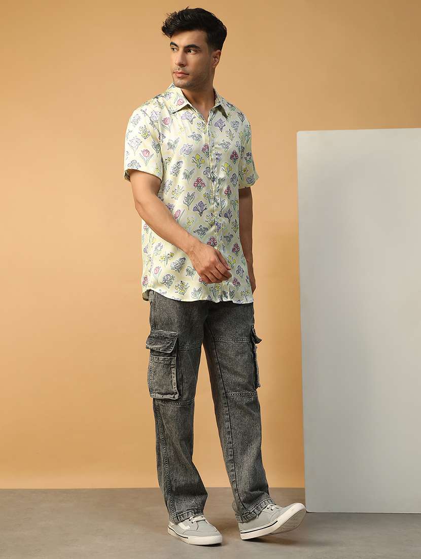 men floral printed short sleeve regular fit casual shirt - 22074226 - Standard Image - 4