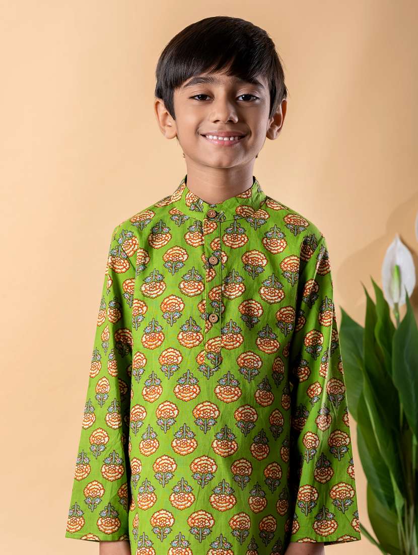 boys printed long sleeve kurta & pyjama set  - 22074235 -  Standard Image - 4