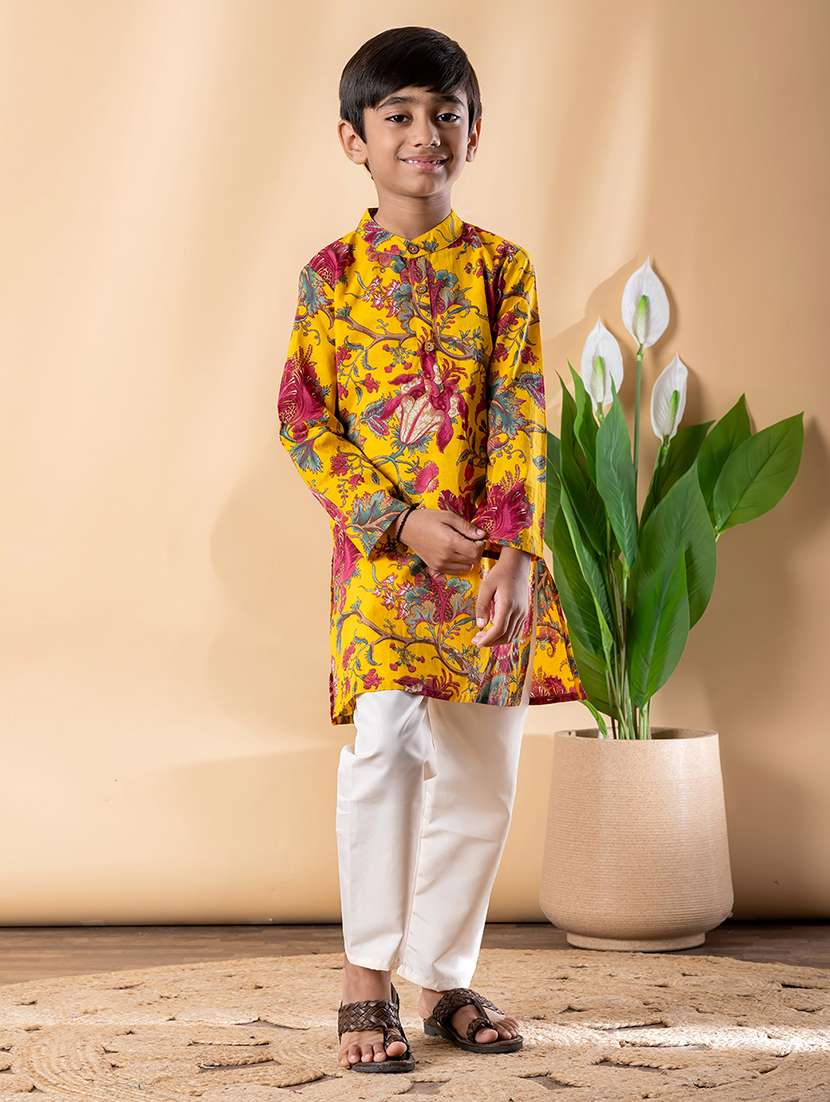 boys printed long sleeve kurta & pyjama set  - 22074236 -  Standard Image - 1