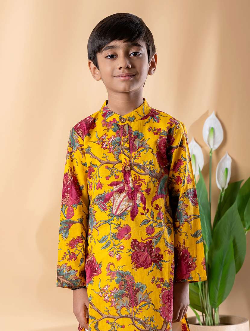 boys printed long sleeve kurta & pyjama set  - 22074236 -  Standard Image - 4