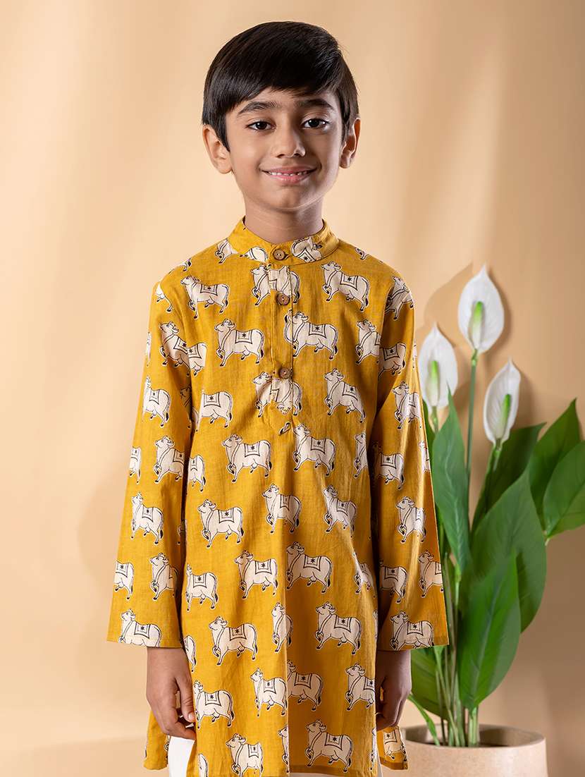 boys printed long sleeve kurta & pyjama set  - 22074247 -  Standard Image - 4