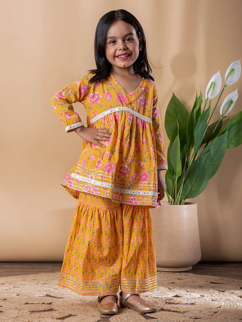 girls printed kurta and sharara set  - 22074251 -  Standard Image - 1