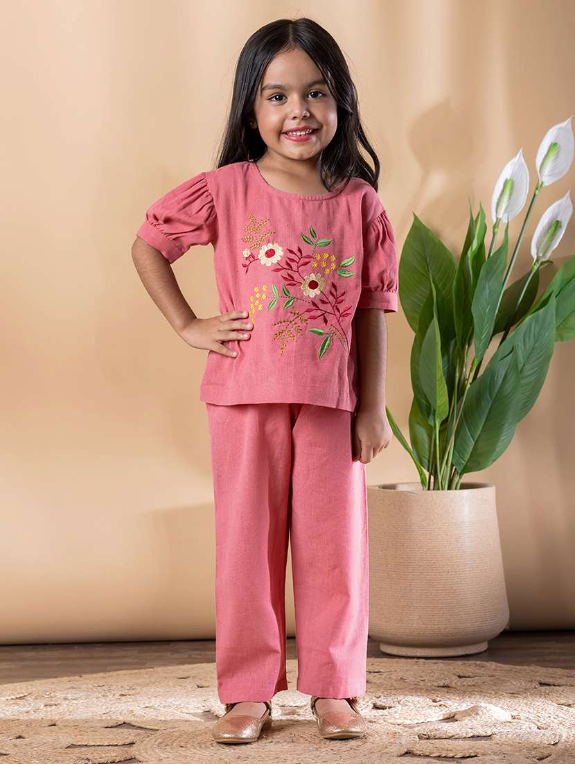 girls embroidered top and pant set - 22074260 -  Standard Image - 1