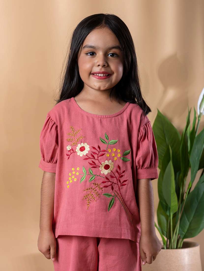 girls embroidered top and pant set - 22074260 -  Standard Image - 4
