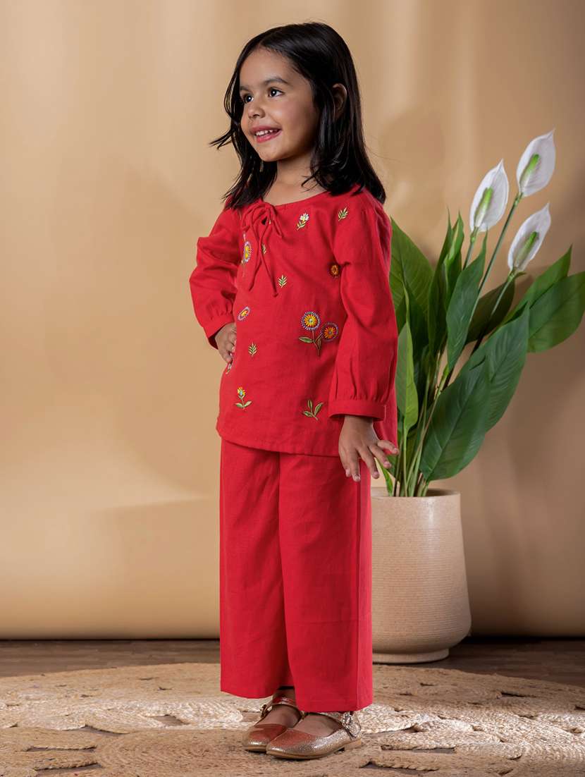 girls embroidered top and palazzo set - 22074261 -  Standard Image - 1