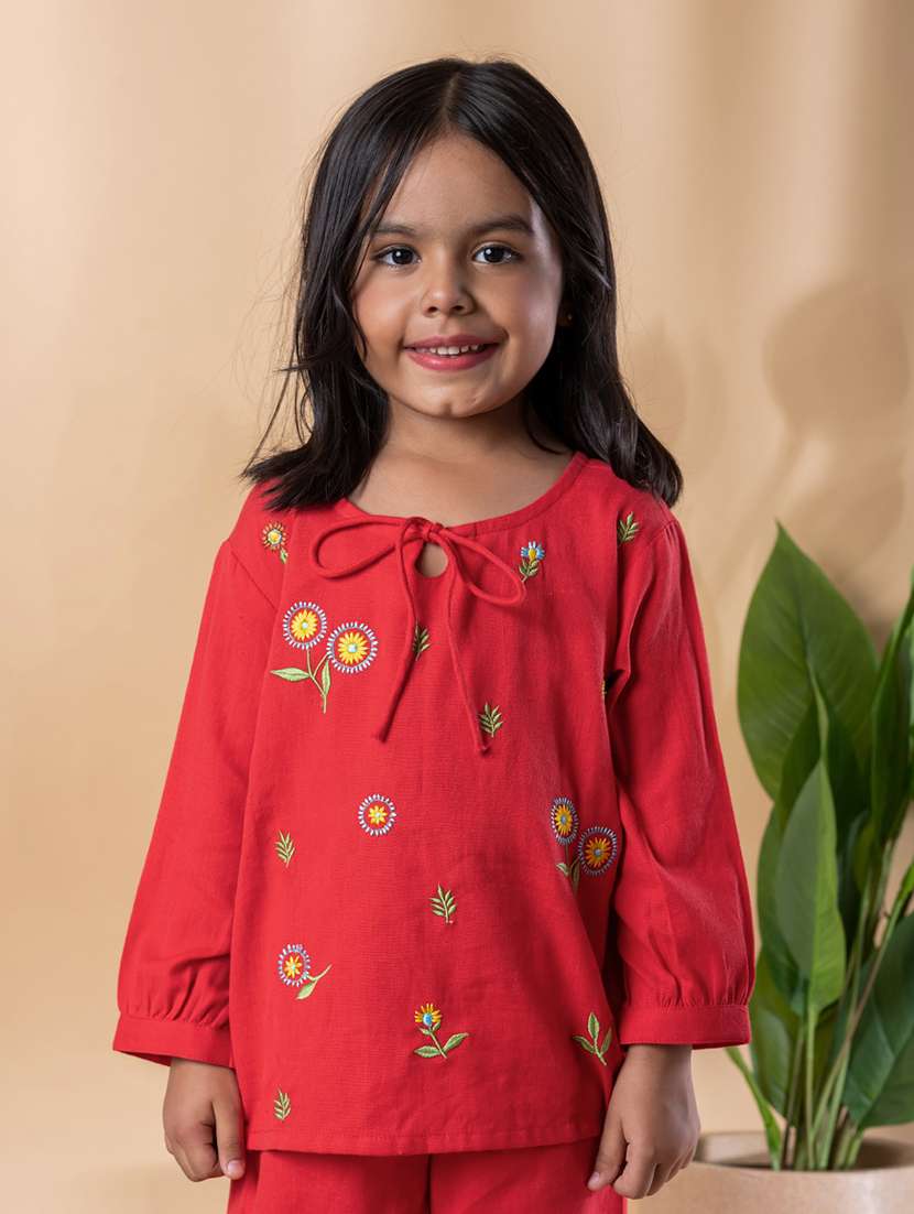 girls embroidered top and palazzo set - 22074261 -  Standard Image - 4