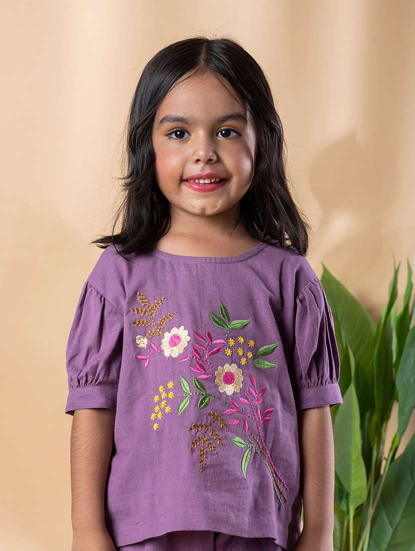 girls embroidered top and palazzo set - 22074262 -  Standard Image - 4