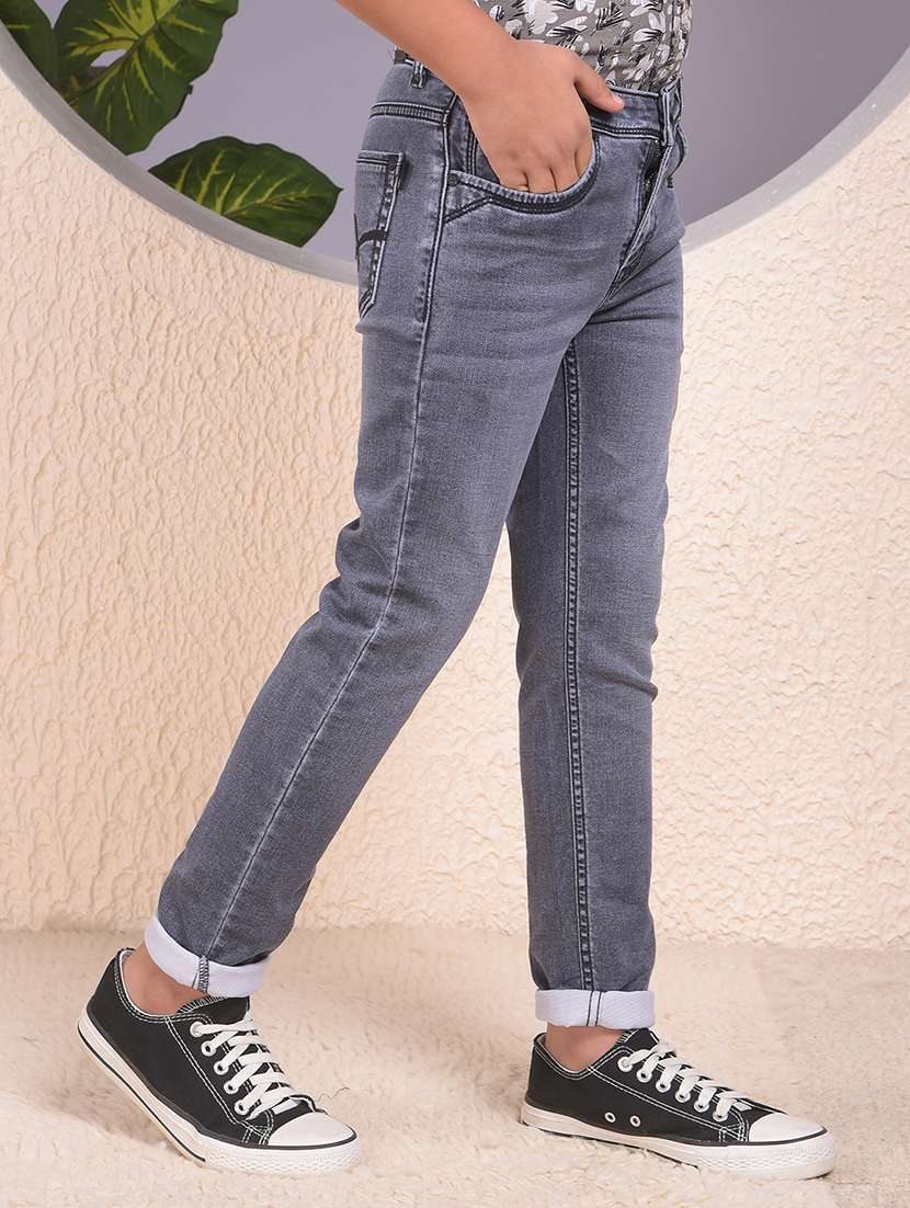 boys solid mid rise slim fit jean - 22074287 -  Standard Image - 1