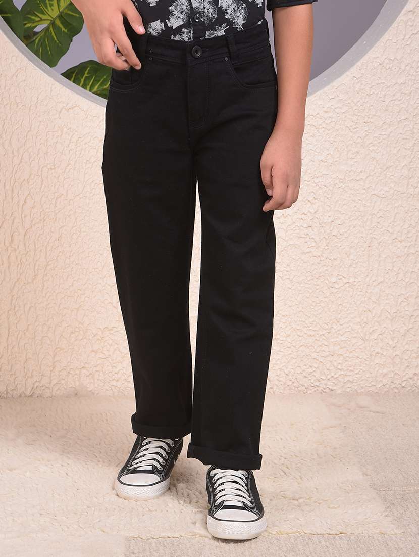boys solid mid rise straight fit jean