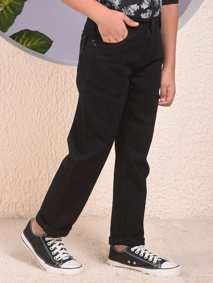 boys solid mid rise straight fit jean - 22074291 -  Standard Image - 1