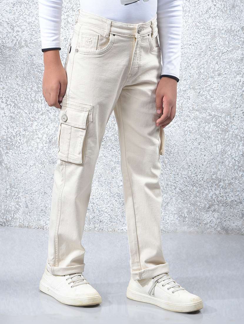 boys solid mid rise slim fit cargo - 22074293 -  Standard Image - 1