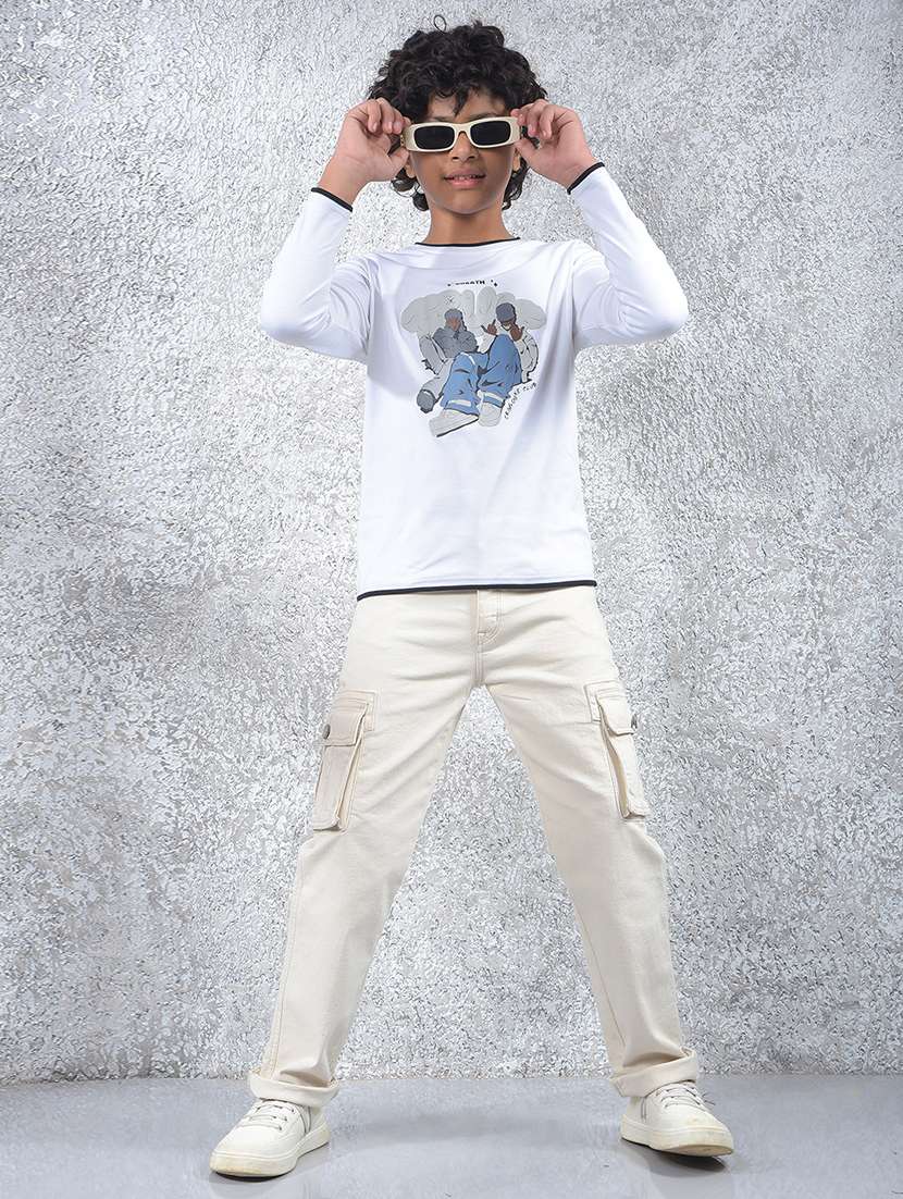 boys solid mid rise slim fit cargo - 22074293 -  Standard Image - 4