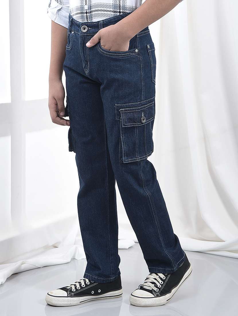 boys solid mid rise slim fit cargo - 22074308 -  Standard Image - 1