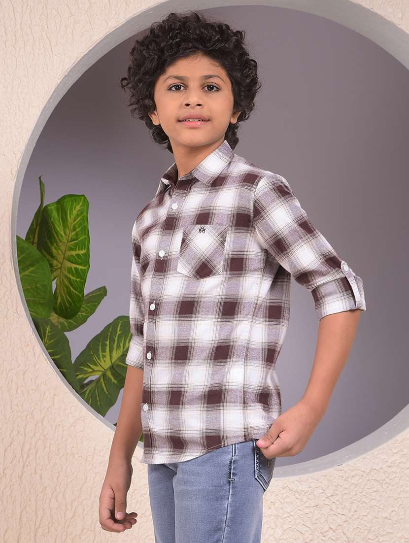 boys checkered long sleeve casual shirt - 22074329 -  Standard Image - 1