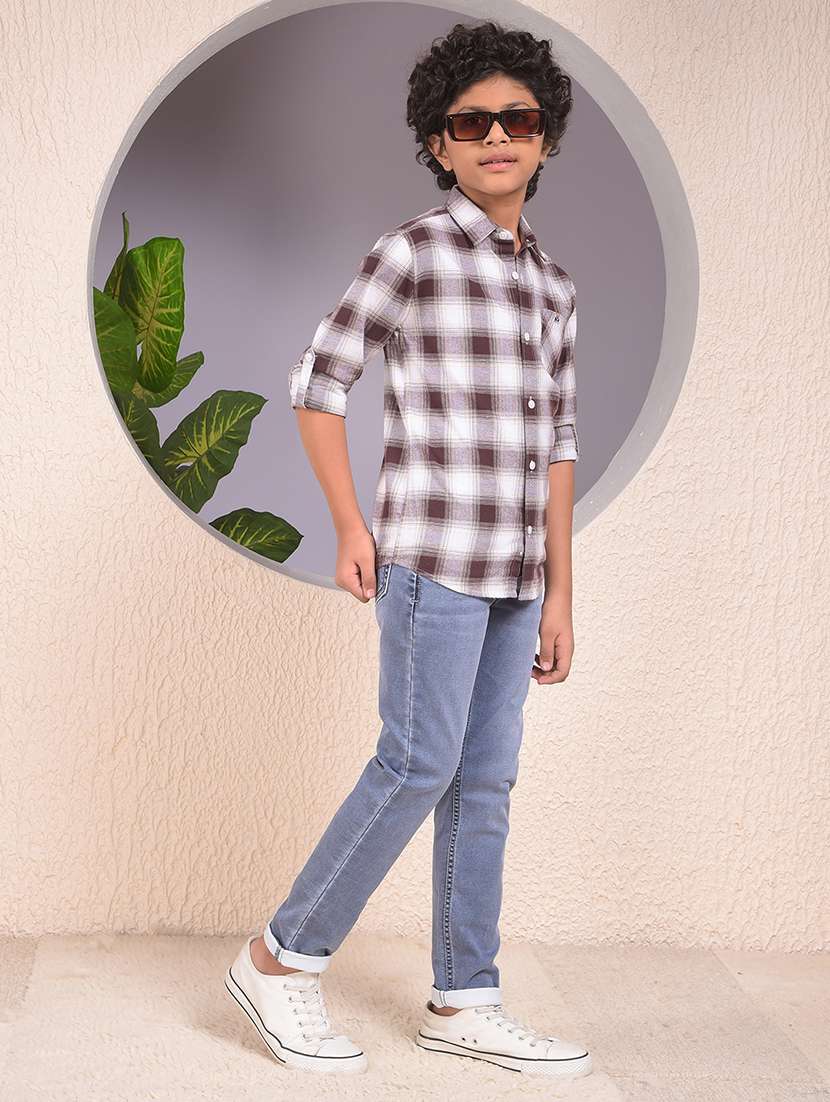 boys checkered long sleeve casual shirt - 22074329 -  Standard Image - 4