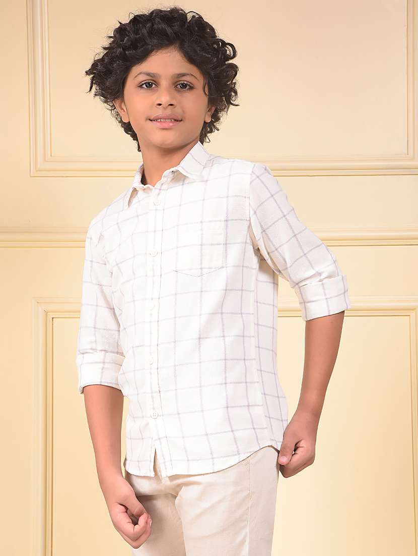 boys checkered long sleeve casual shirt - 22074331 -  Standard Image - 1