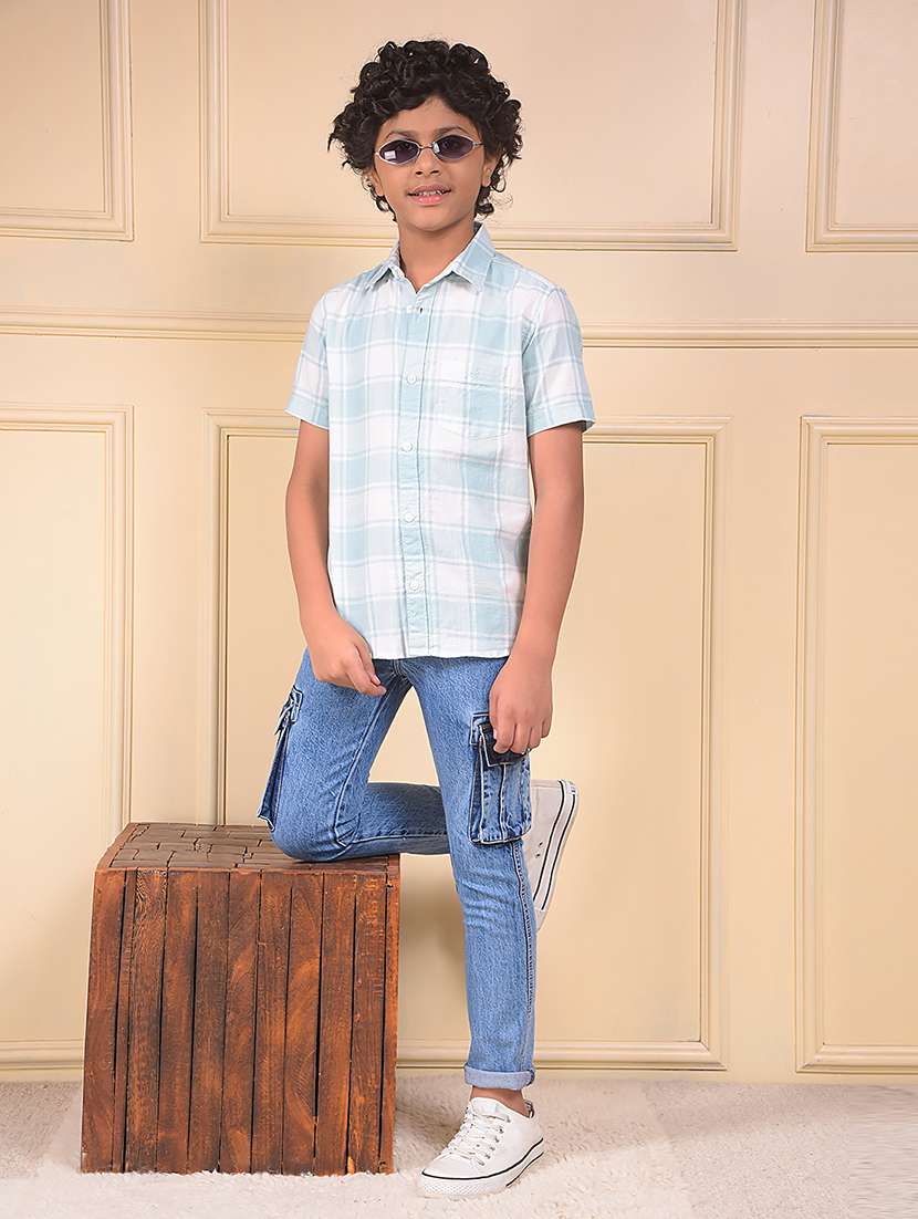 boys checkered short sleeve casual shirt - 22074336 -  Standard Image - 4