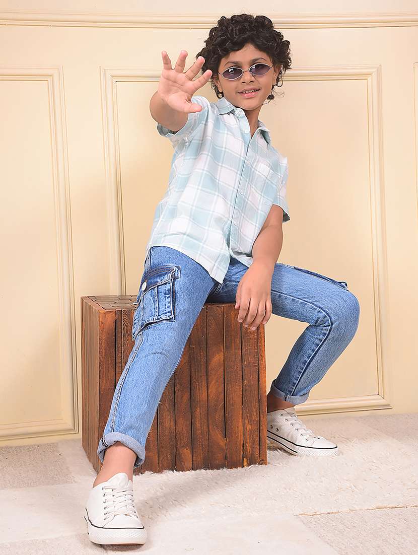 boys checkered short sleeve casual shirt - 22074336 -  Standard Image - 6