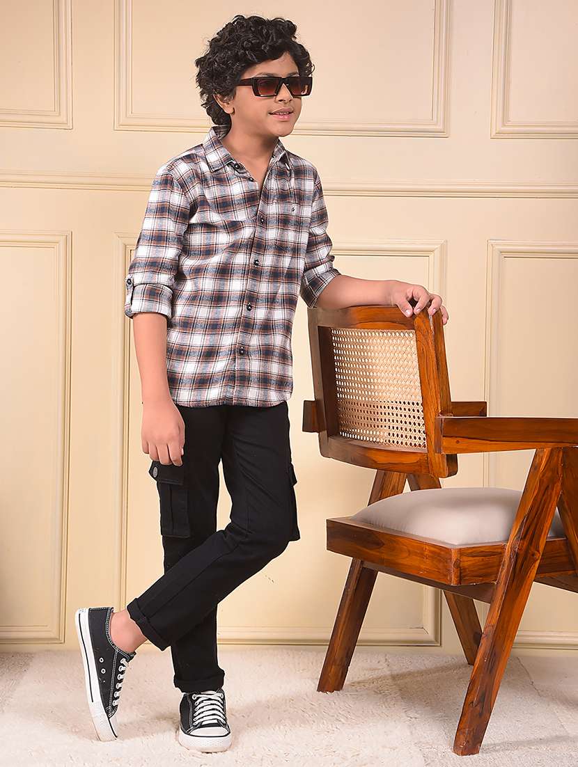 boys checkered long sleeve casual shirt - 22074337 -  Standard Image - 4