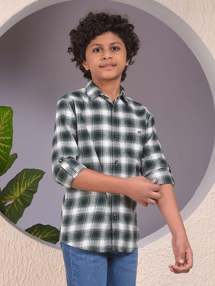 boys checkered long sleeve casual shirt - 22074338 -  Standard Image - 1