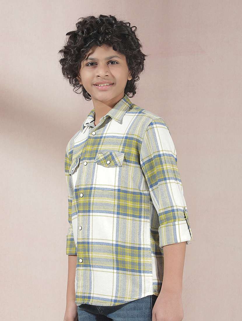 boys checkered long sleeve casual shirt - 22074342 -  Standard Image - 1