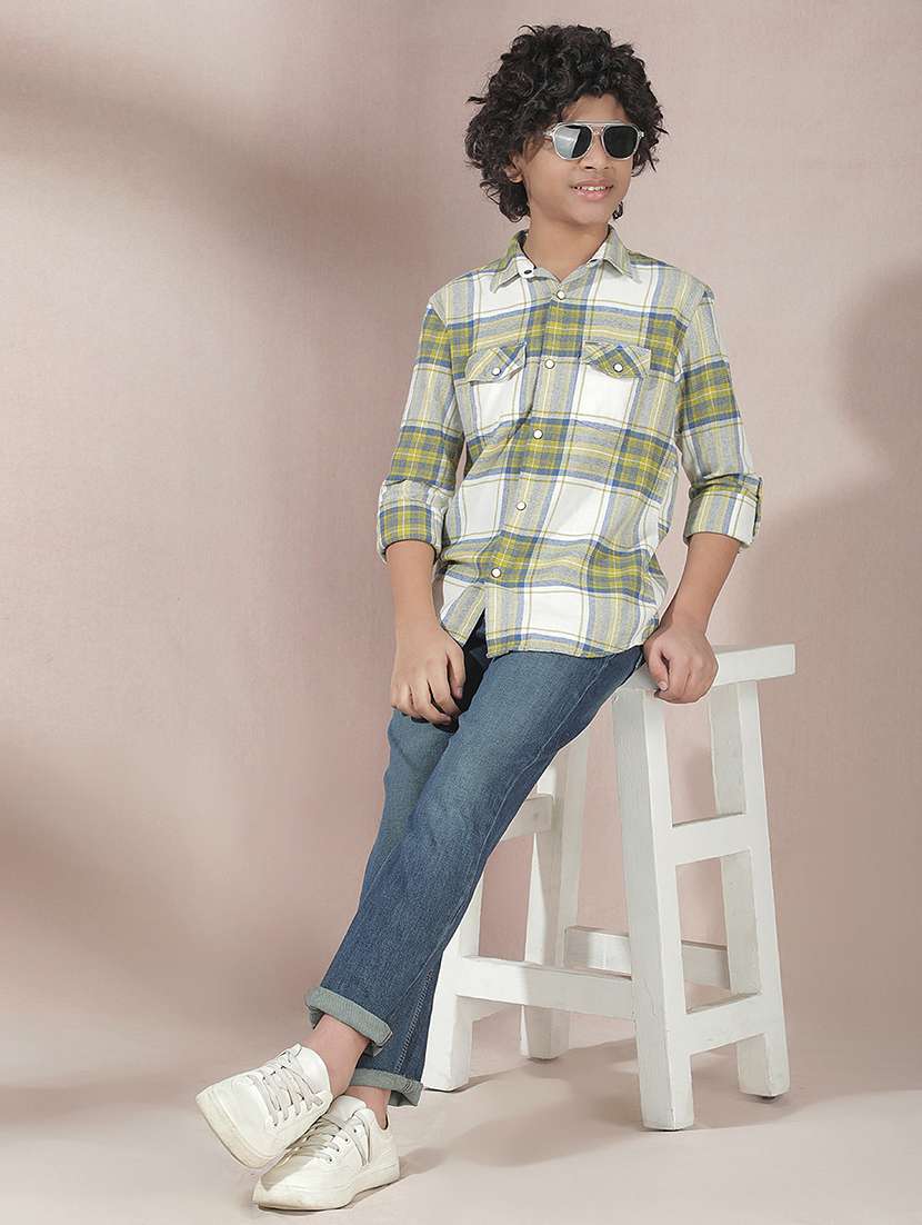 boys checkered long sleeve casual shirt - 22074342 -  Standard Image - 4