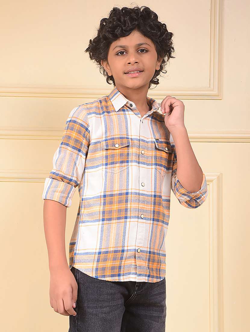 boys checkered long sleeve casual shirt - 22074343 -  Standard Image - 1