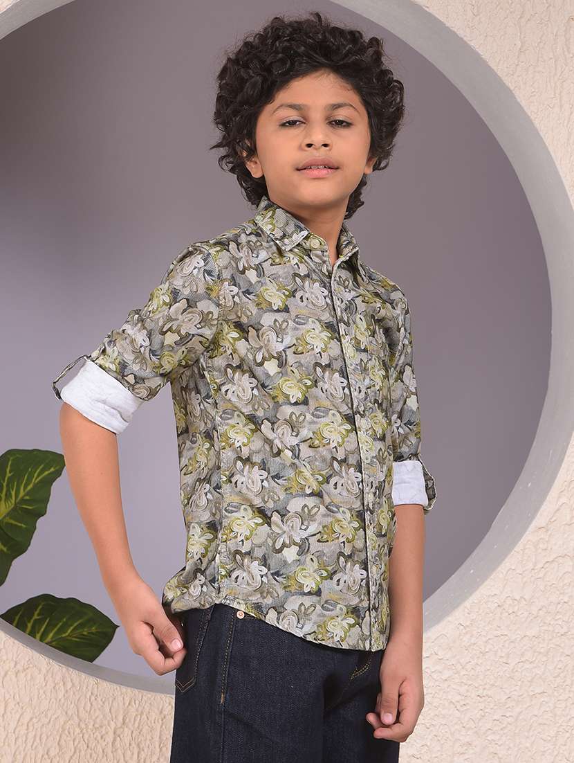 boys floral printed long sleeve casual shirt - 22074373 -  Standard Image - 1