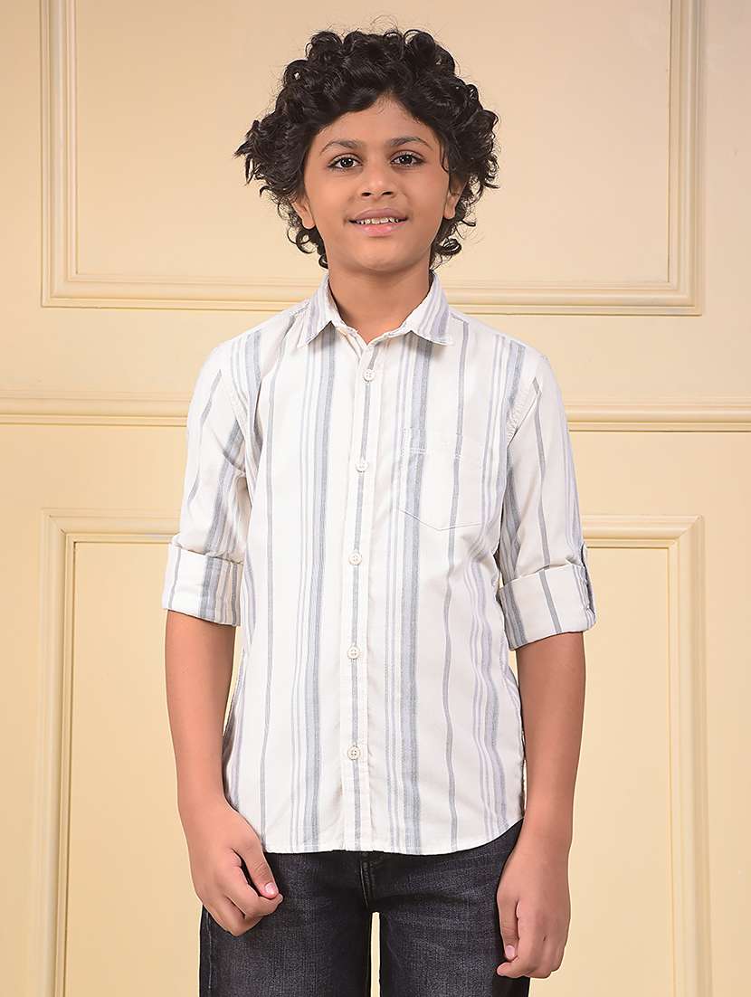 boys striped long sleeve casual shirt