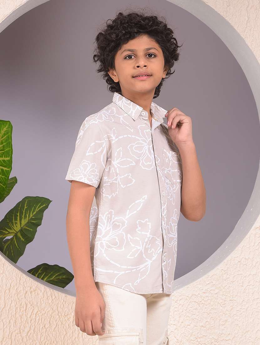 boys floral printed short sleeve casual shirt - 22074405 -  Standard Image - 1