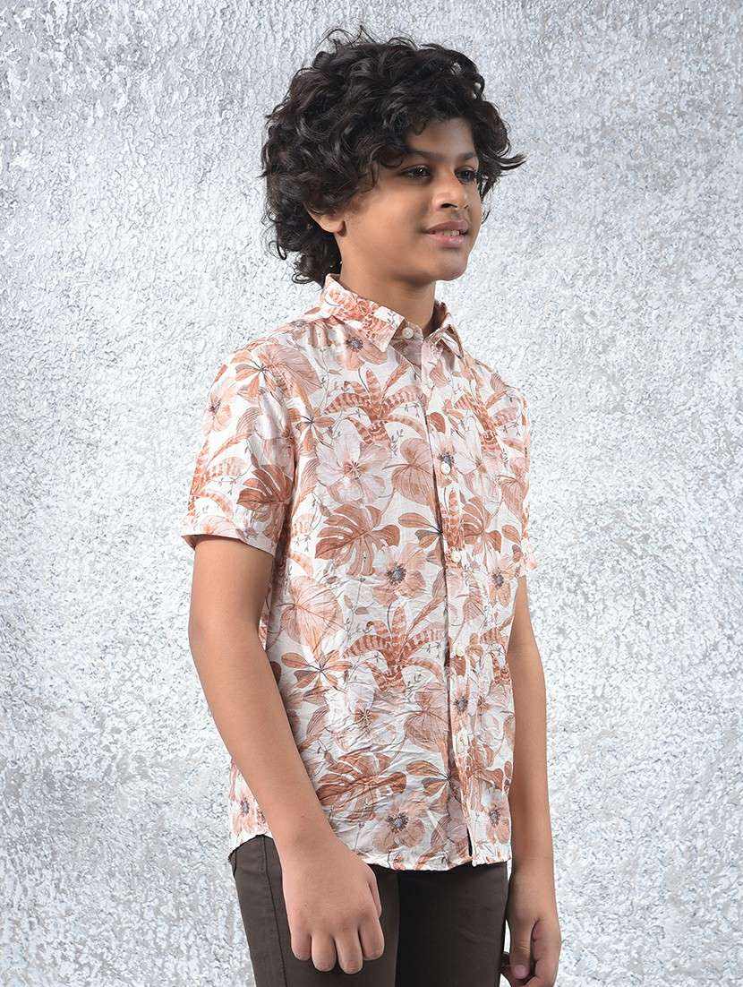 boys floral printed short sleeve casual shirt - 22074411 -  Standard Image - 1