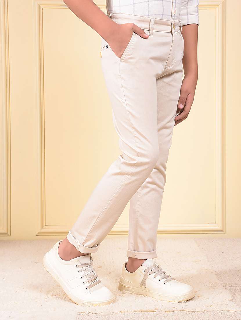 boys solid mid rise slim fit chinos  - 22074425 -  Standard Image - 1