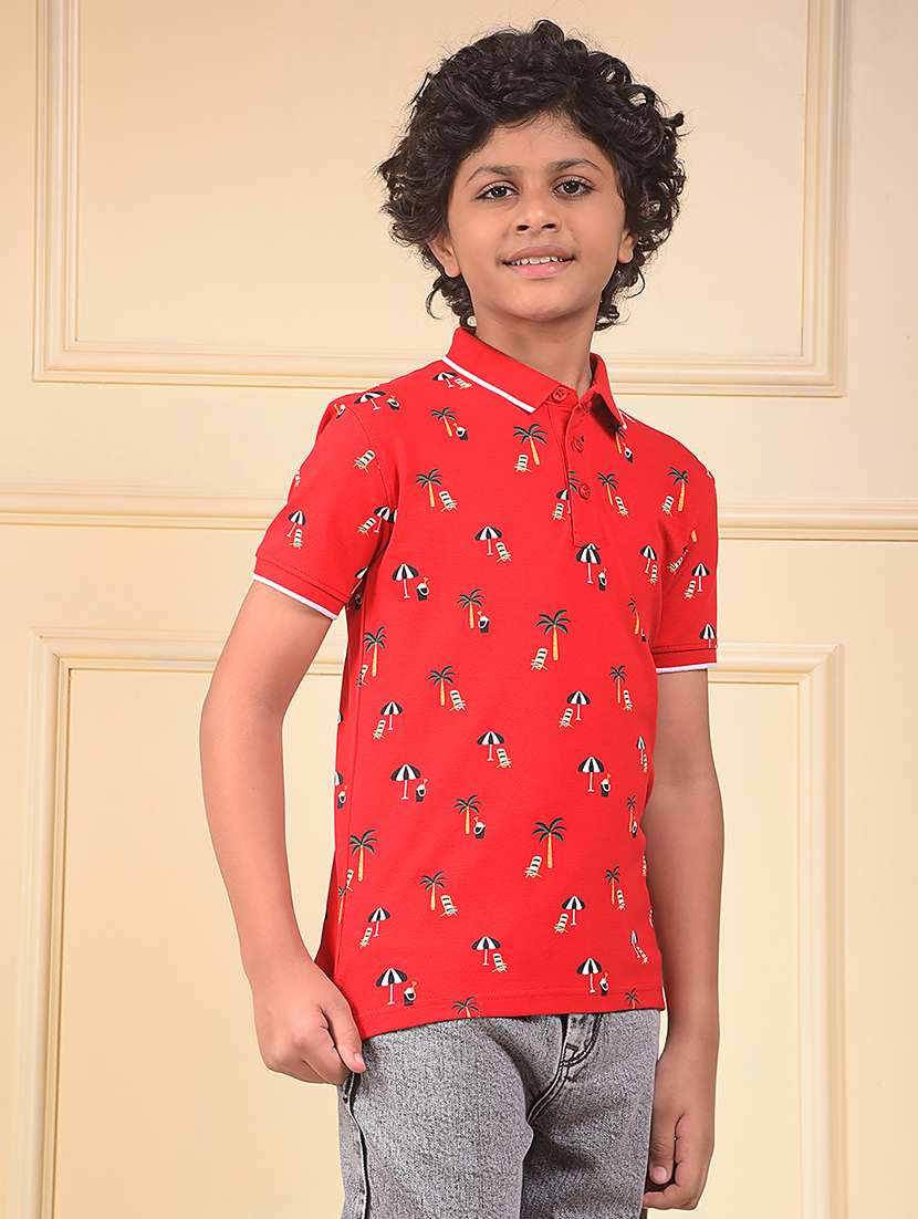 boys printed short sleeve polo t-shirt - 22074428 -  Standard Image - 1