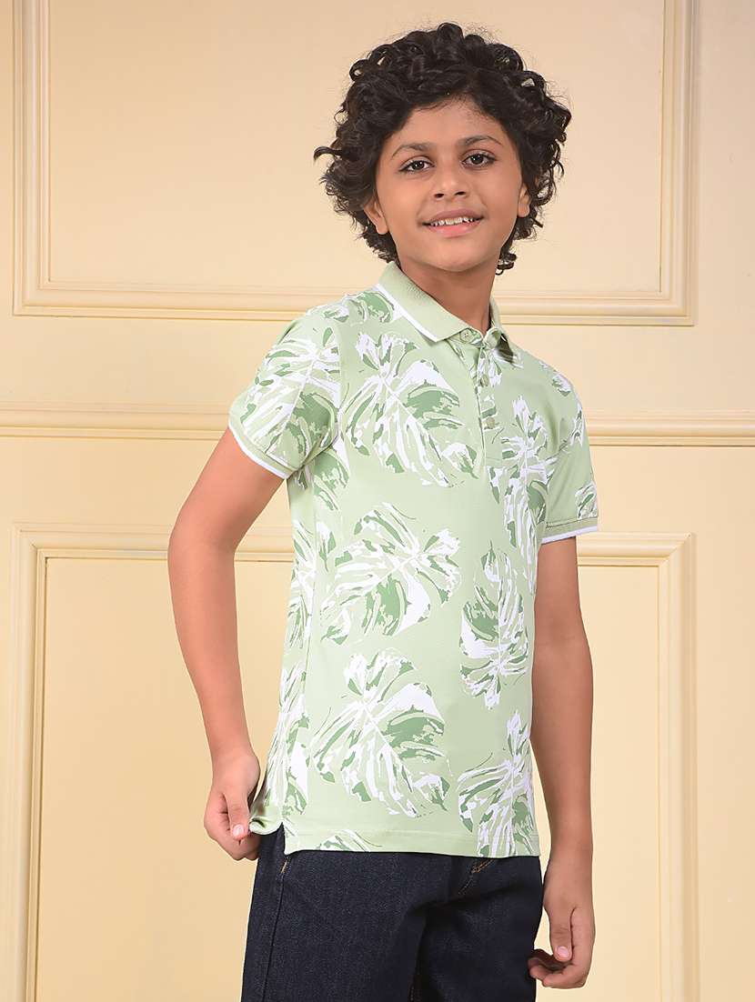 boys tropical printed short sleeve polo t-shirt - 22074430 -  Standard Image - 1