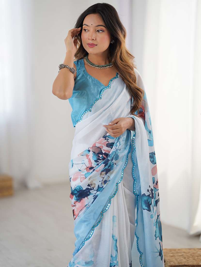 women printed casual wear saree with blouse - 22074459 -  Standard Image - 1