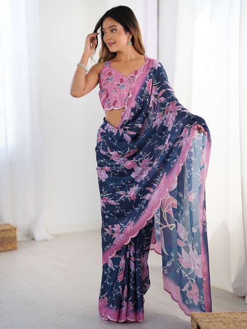women printed casual wear saree with blouse - 22074460 - Standard Image - 0