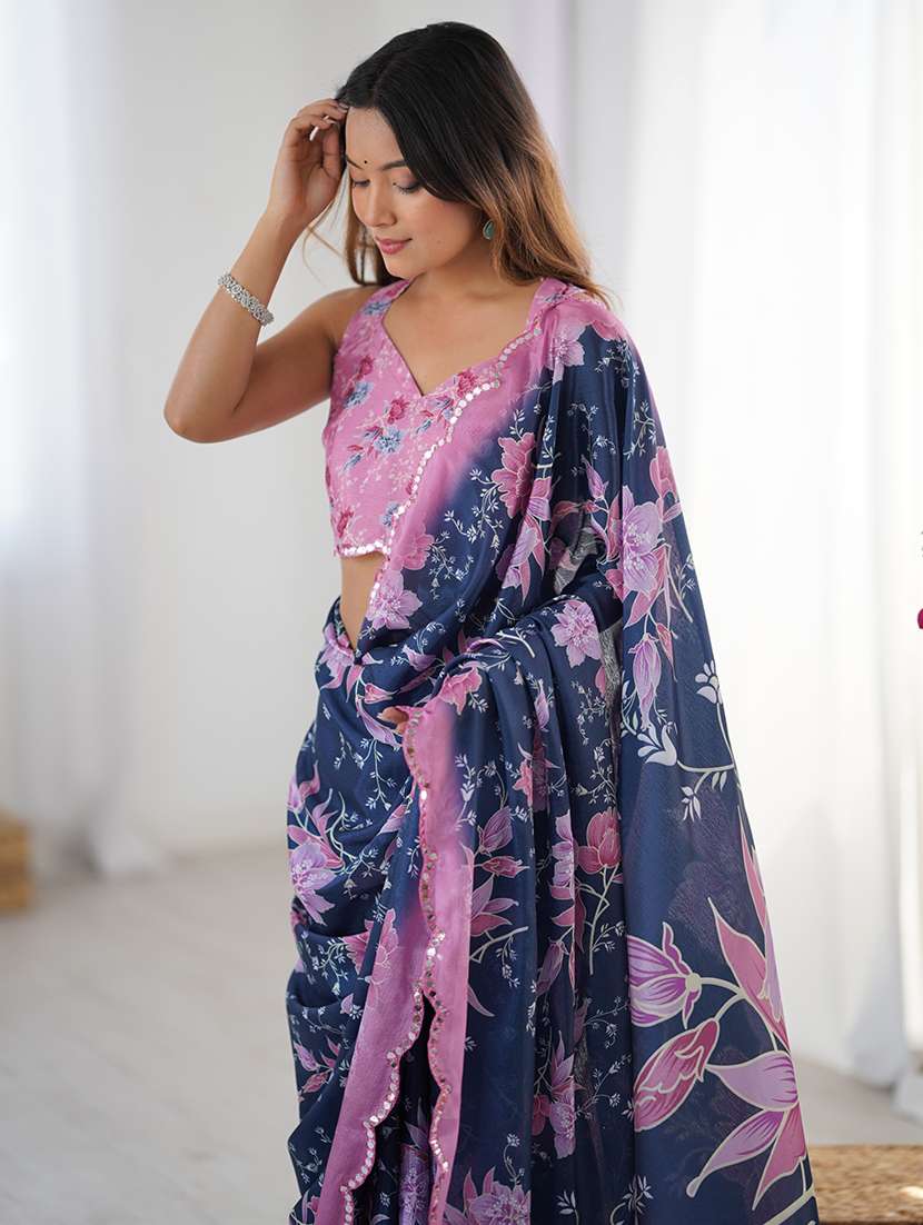 women printed casual wear saree with blouse - 22074460 -  Standard Image - 1