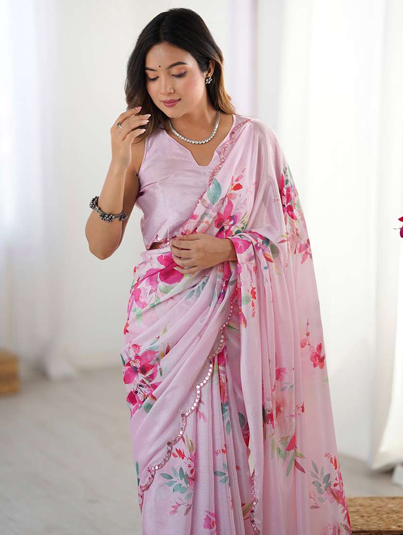 women printed casual wear saree with blouse - 22074461 -  Standard Image - 1