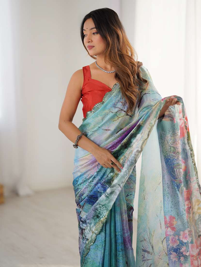 women printed casual wear saree with blouse - 22074472 -  Standard Image - 1