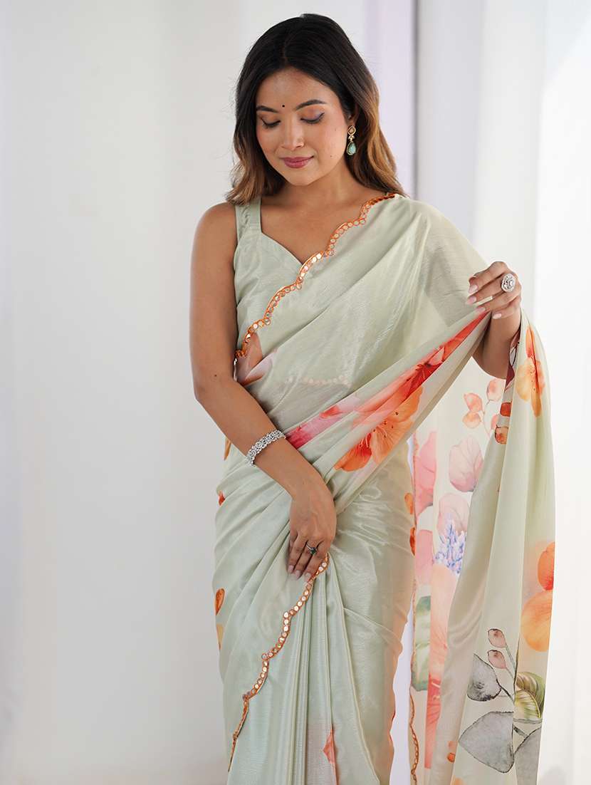 women printed casual wear saree with blouse - 22074473 -  Standard Image - 1