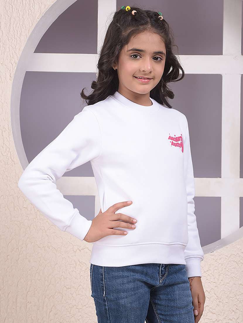girls solid long sleeve sweatshirt - 22074481 -  Standard Image - 1