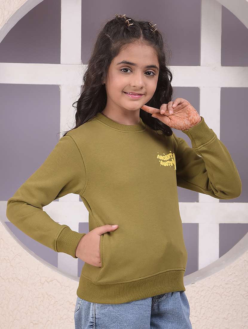 girls solid long sleeve sweatshirt - 22074485 -  Standard Image - 1