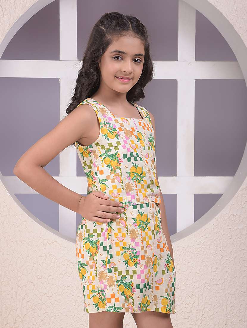 girls printed shoulder strap crop top - 22074501 -  Standard Image - 1