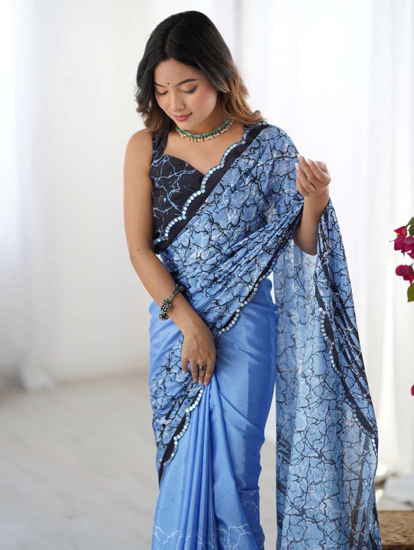 women printed casual wear saree with blouse - 22074505 -  Standard Image - 1