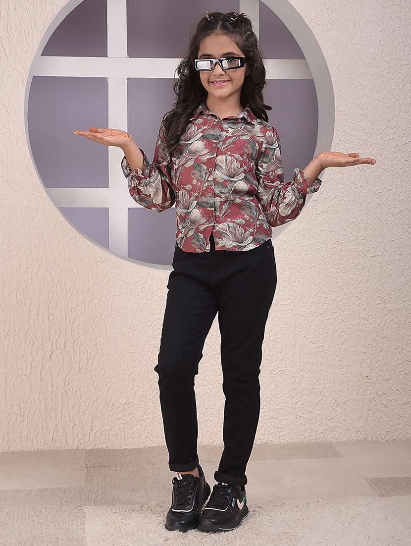 girls printed long sleeve collared shirt - 22074517 -  Standard Image - 6