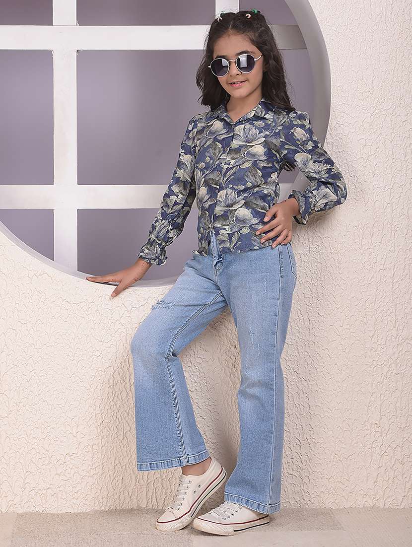 girls printed long sleeve collared shirt - 22074518 - Standard Image - 6