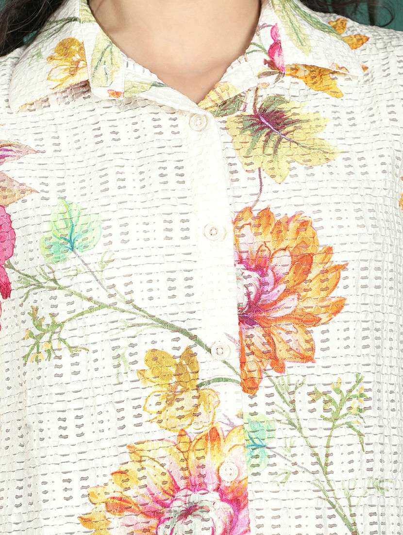 girls printed puff sleeve collared shirt - 22074519 -  Standard Image - 6