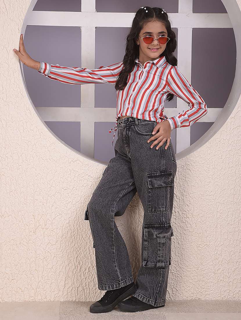girls striped long sleeve collared shirt - 22074522 - Standard Image - 6