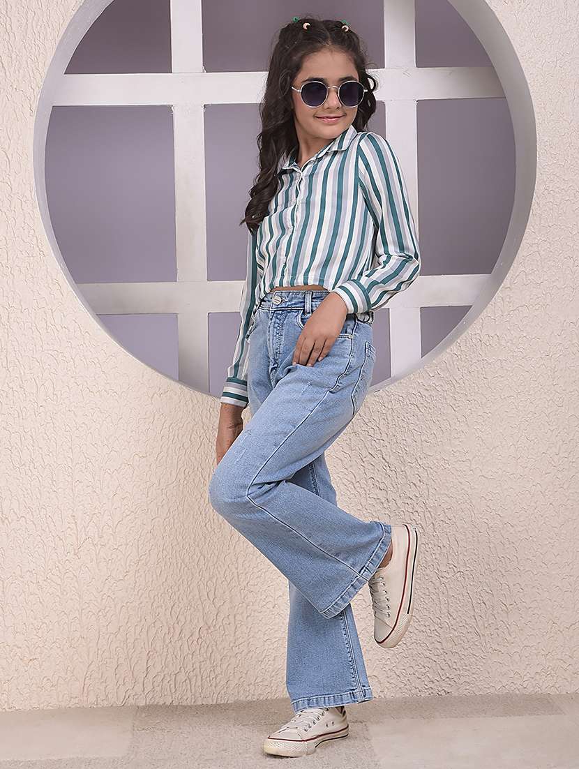 girls striped long sleeve collared shirt - 22074523 -  Standard Image - 4